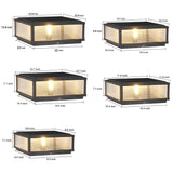 Black Square Ribbed Glass Outdoor Pier Mount Light for Pillar and Post Lighting