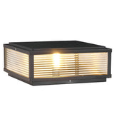 Black Square Ribbed Glass Outdoor Pier Mount Light for Pillar and Post Lighting
