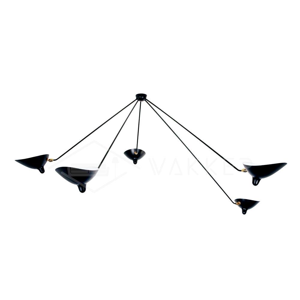 Modern Industrial Multi Arm Spider Chandelier with Adjustable Rotating Steel Arms