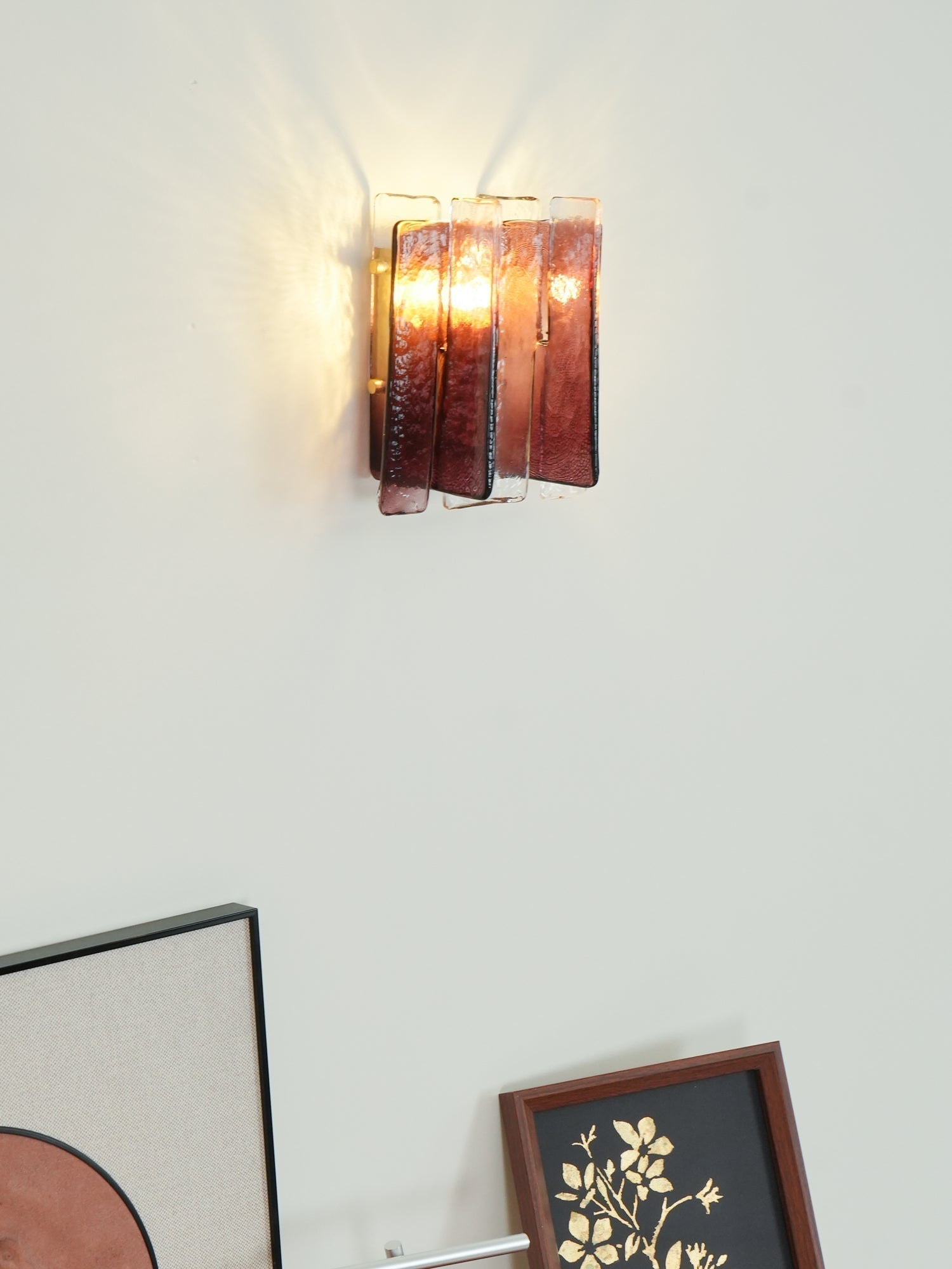 Blason Modern Glass Wall Lamp Set of 2 Gold Metal Indoor Lighting Fixtures for Bedroom and Living Room Decor