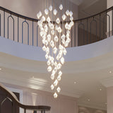 Bloom Ceramic Floral Pendant Light with White Porcelain Flower Buds and Brass Accents