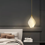 Bloom Ceramic Floral Pendant Light with White Porcelain Flower Buds and Brass Accents