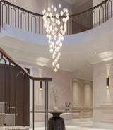 Bloom Ceramic Floral Pendant Light with White Porcelain Flower Buds and Brass Accents