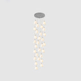 Bloom Ceramic Floral Pendant Light with White Porcelain Flower Buds and Brass Accents