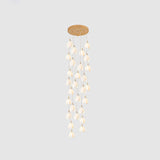 Bloom Ceramic Floral Pendant Light with White Porcelain Flower Buds and Brass Accents