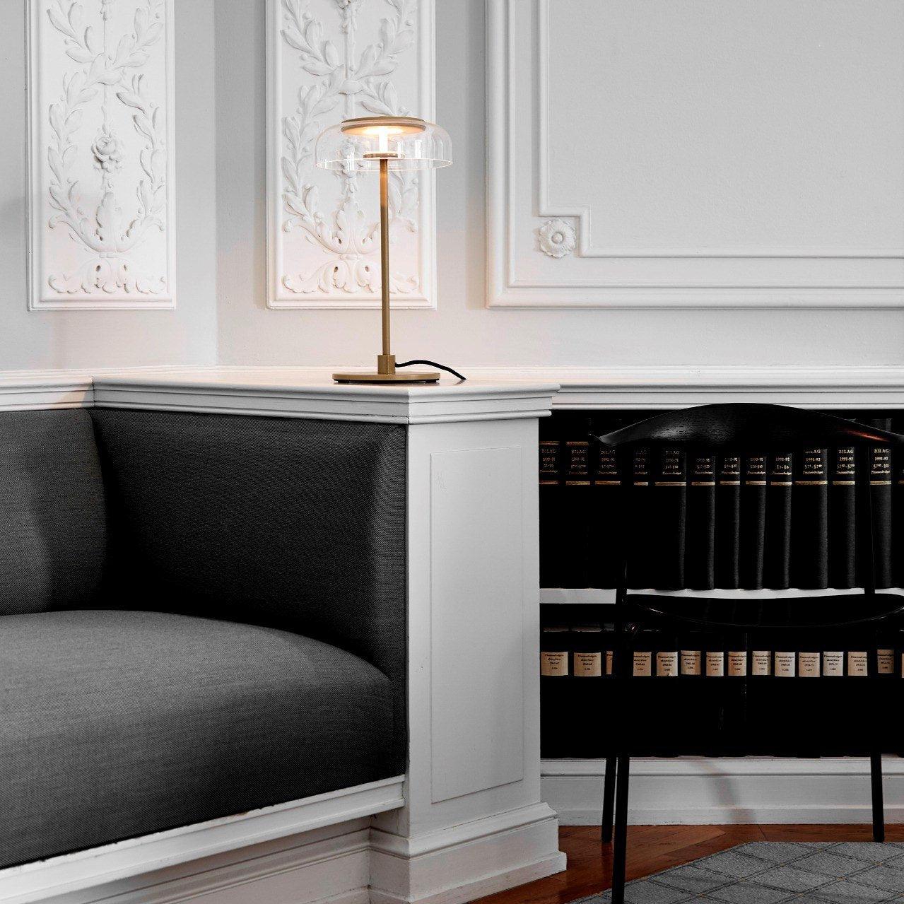 Modern Solara Brass and Glass LED Table Lamp for Living Room and Office