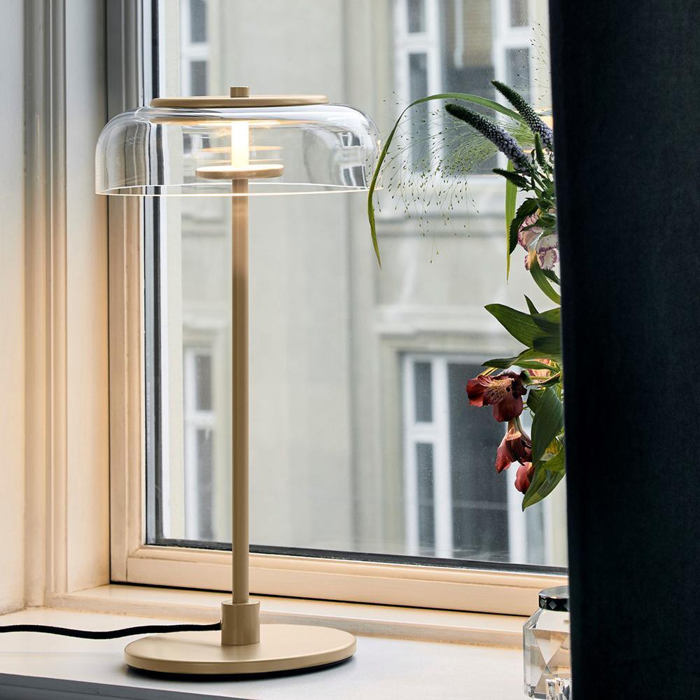 Modern Solara Brass and Glass LED Table Lamp for Living Room and Office