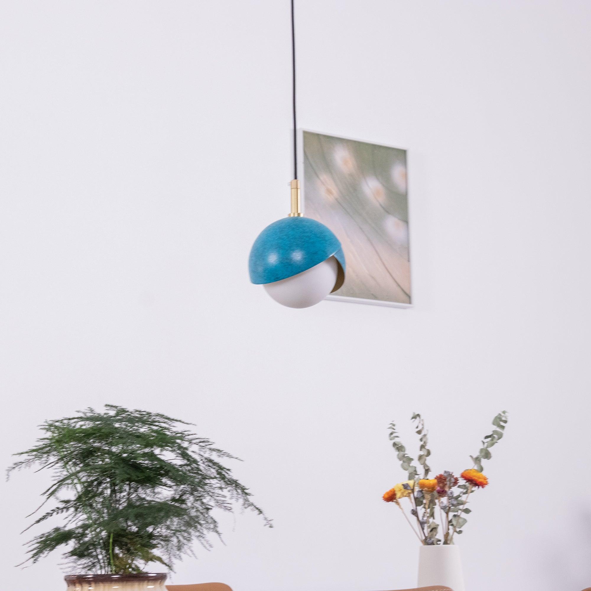 Blue Drop Pendant Light Modern Glass Globe Ceiling Fixture for Luxury Interiors
