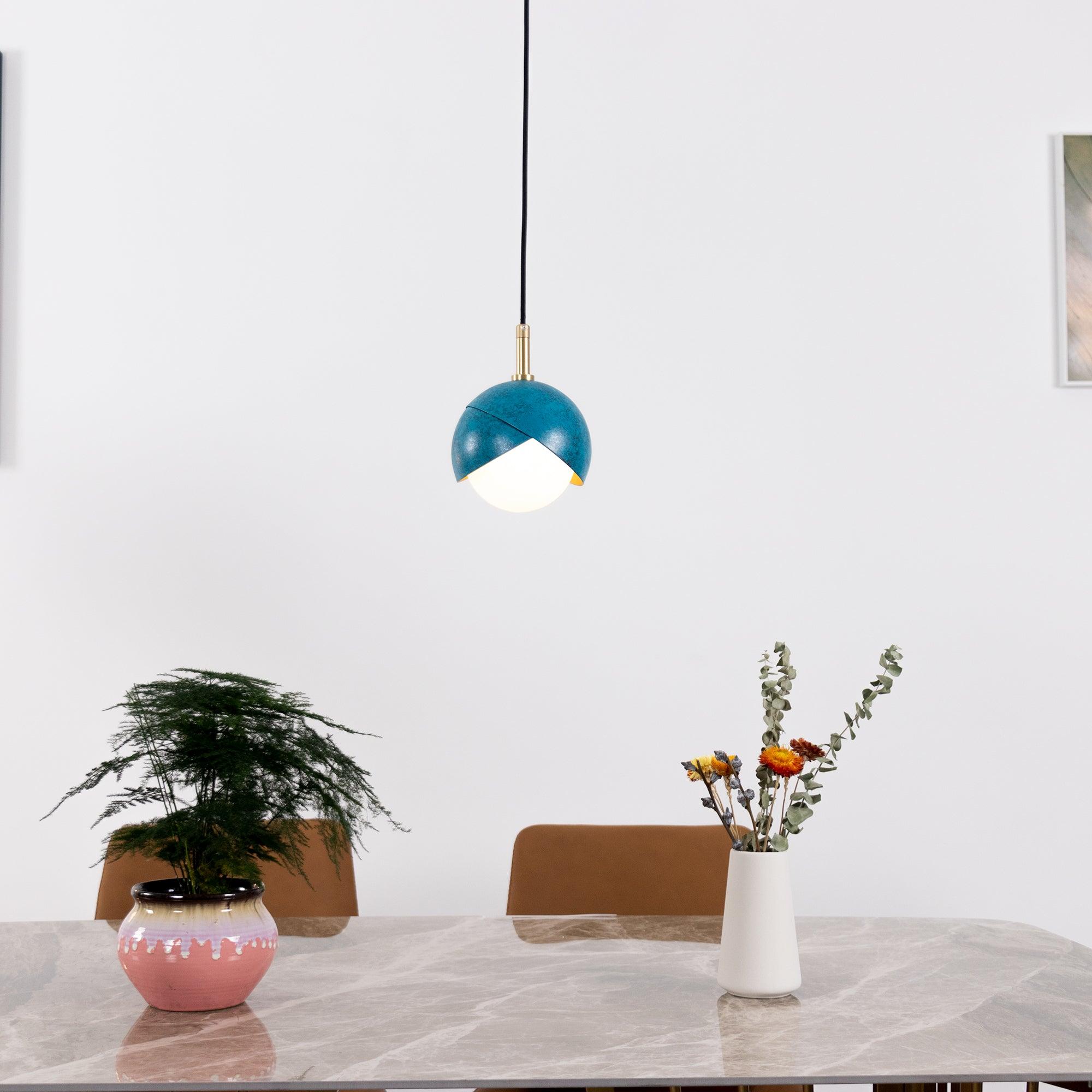 Blue Drop Pendant Light Modern Glass Globe Ceiling Fixture for Luxury Interiors