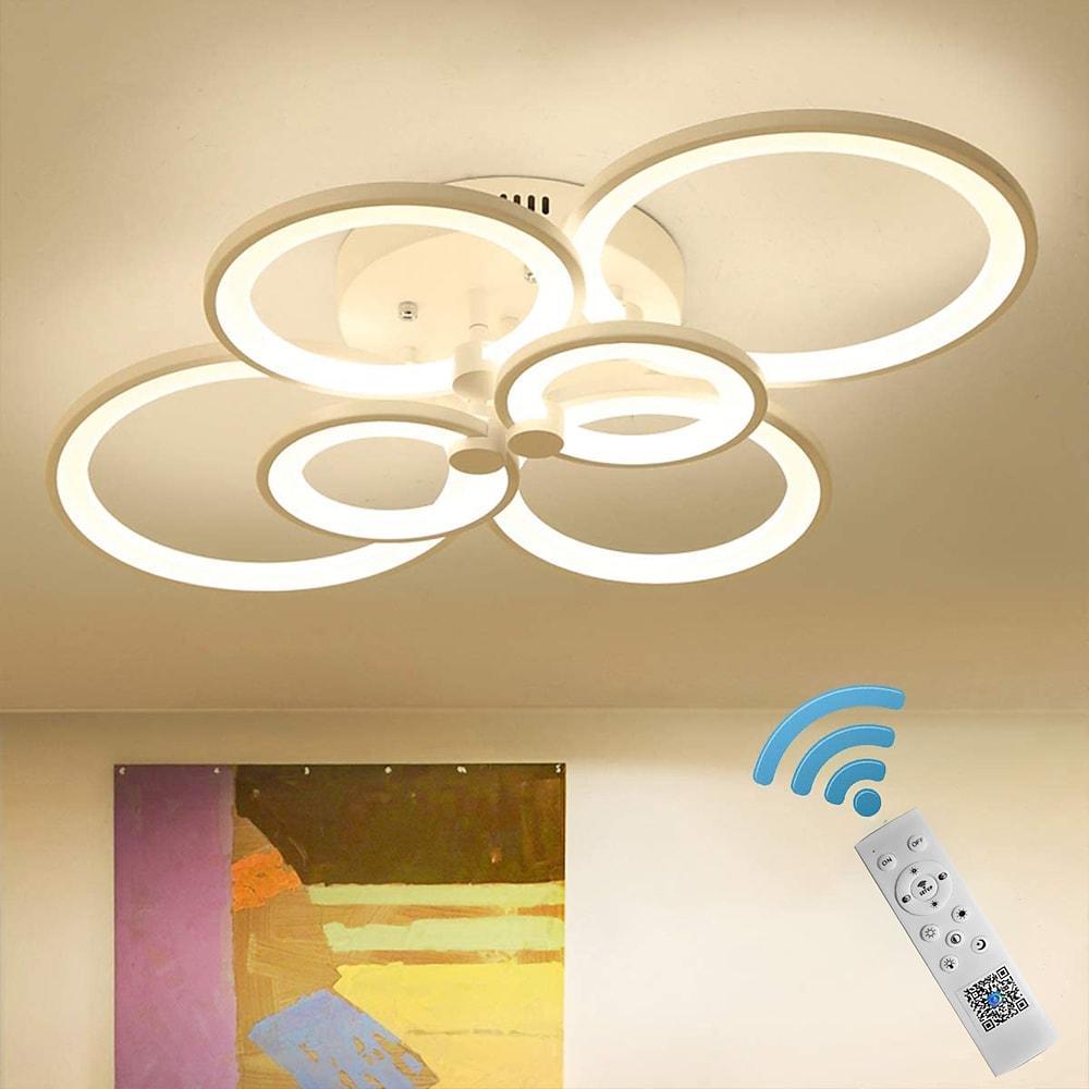 Modern Geometric Overlapping Ring LED Semi Flush Mount Ceiling Light for Living Room