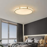 Modern Nordic Copper LED Flush Mount Ceiling Light with Geometric Acrylic Shade
