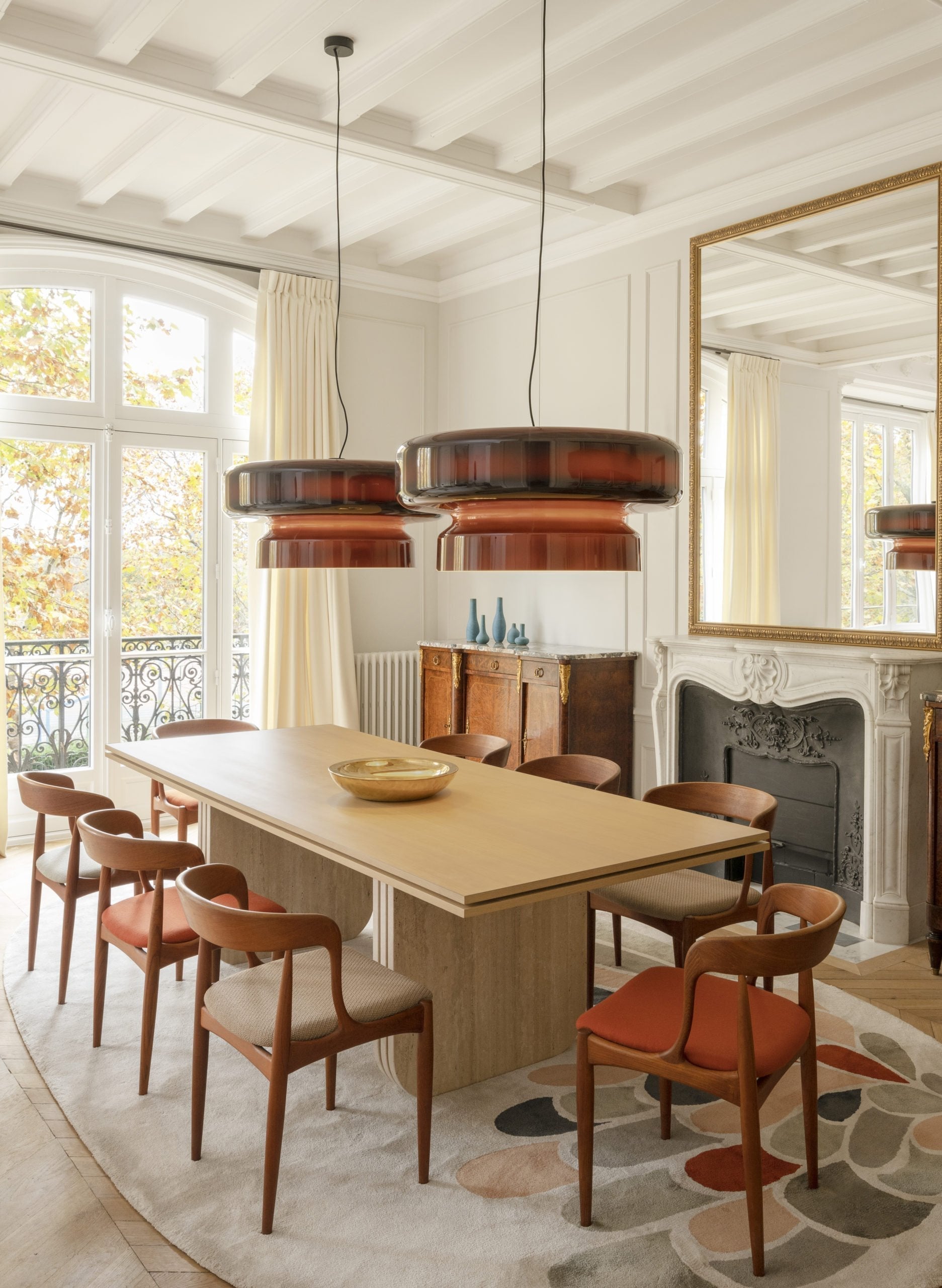 Bohemia Modern Blown Glass Pendant Light Organic Shape Hanging Chandelier for Dining Room