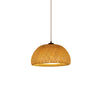 Bohemian Rattan Dome Ceiling Lamp with Hand Woven Bamboo Shade for Home Decor