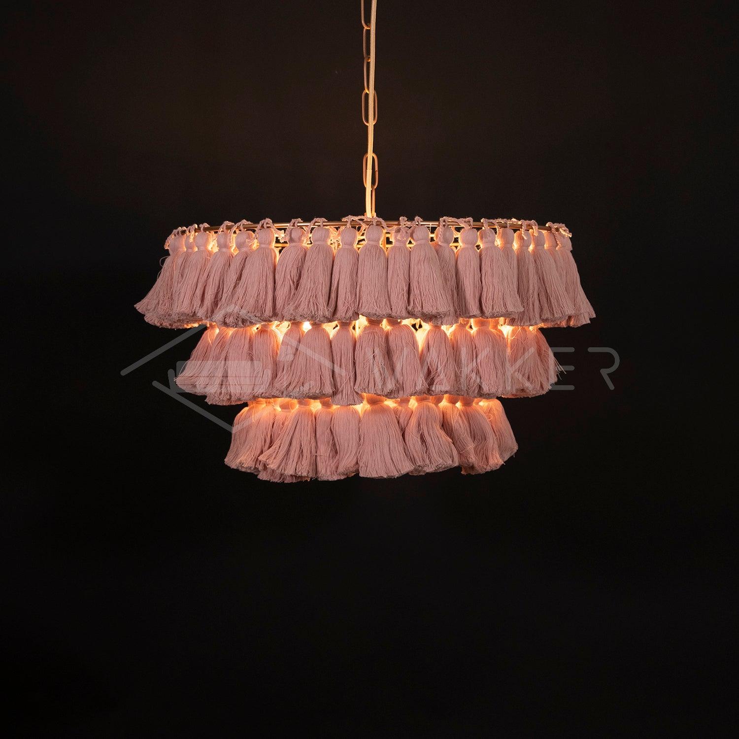 Bohemian Tassel Fringe Chandelier Fabric Pendant Light for Elegant Living Room and Bedroom Lighting