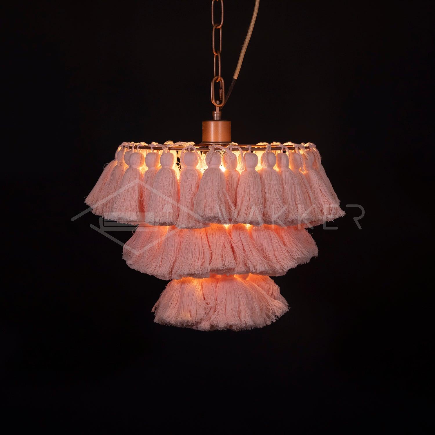 Bohemian Tassel Fringe Chandelier Fabric Pendant Light for Elegant Living Room and Bedroom Lighting
