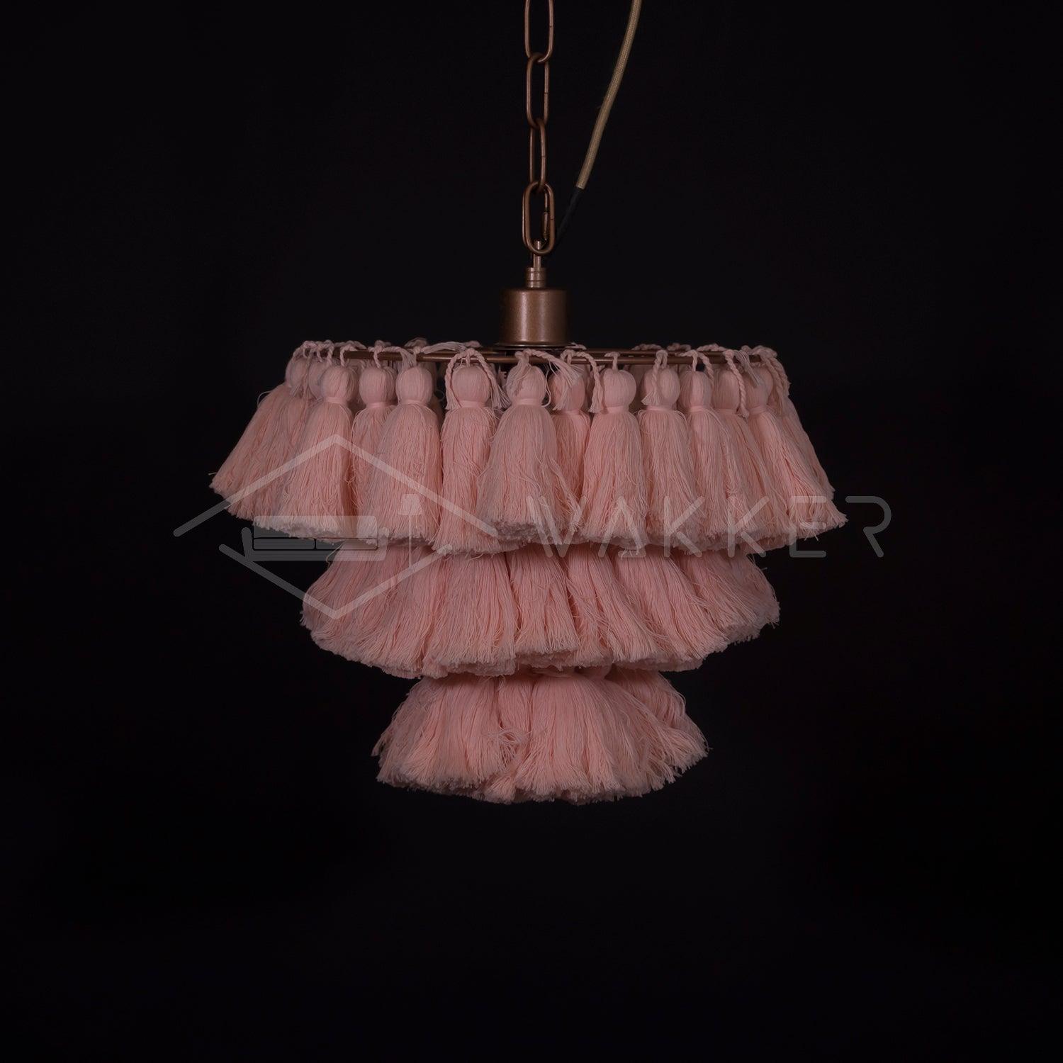 Bohemian Tassel Fringe Chandelier Fabric Pendant Light for Elegant Living Room and Bedroom Lighting