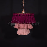 Bohemian Tassel Fringe Chandelier Fabric Pendant Light for Elegant Living Room and Bedroom Lighting