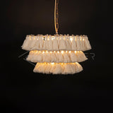 Bohemian Tassel Fringe Chandelier Fabric Pendant Light for Elegant Living Room and Bedroom Lighting