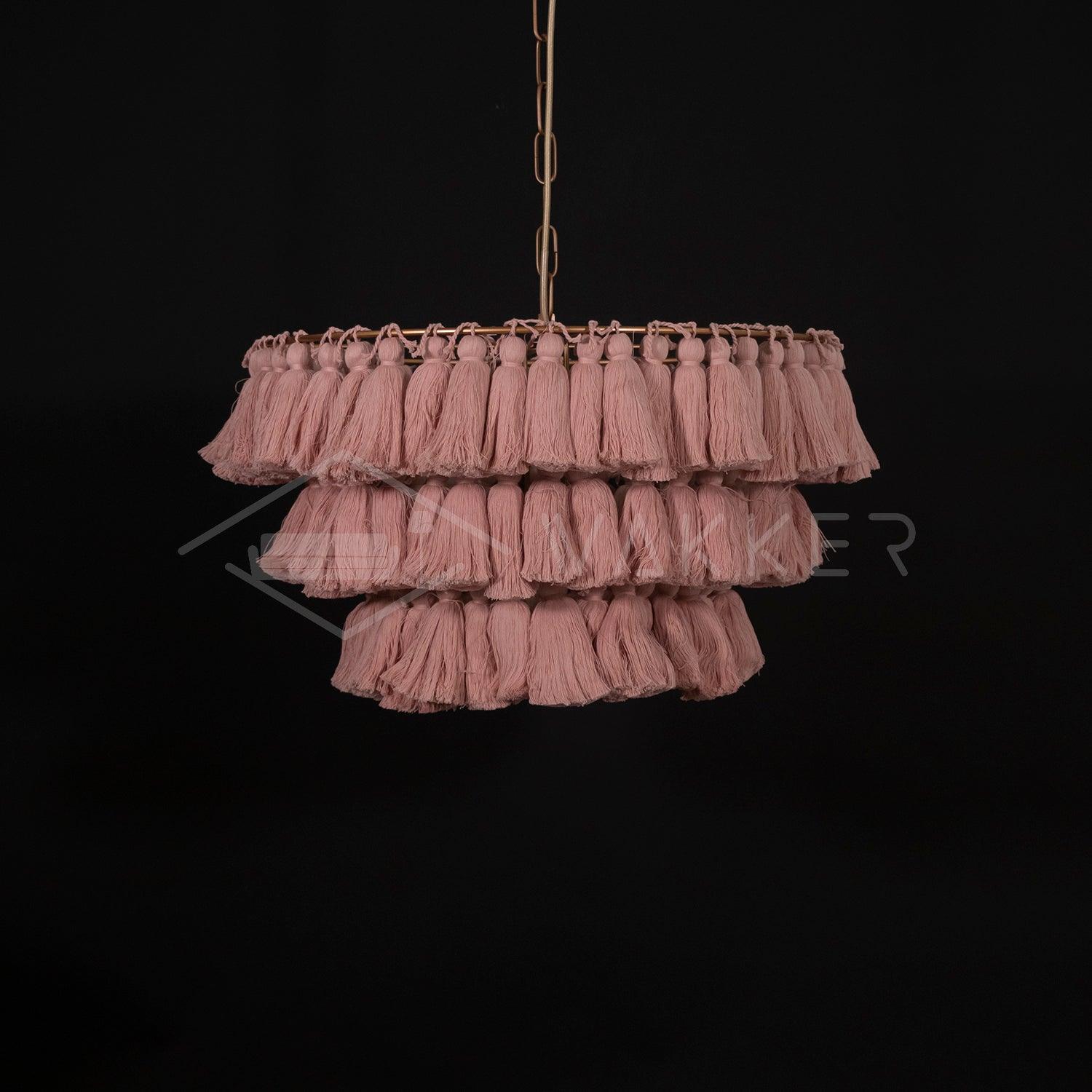 Bohemian Tassel Fringe Chandelier Fabric Pendant Light for Elegant Living Room and Bedroom Lighting