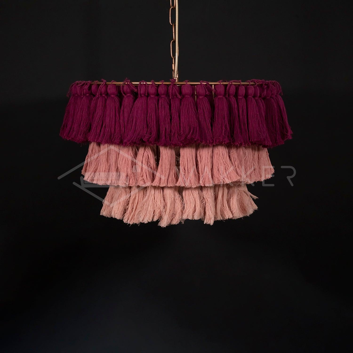 Bohemian Tassel Fringe Chandelier Fabric Pendant Light for Elegant Living Room and Bedroom Lighting
