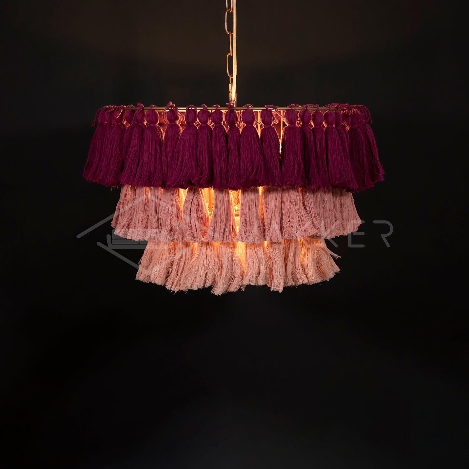 Bohemian Tassel Fringe Chandelier Fabric Pendant Light for Elegant Living Room and Bedroom Lighting