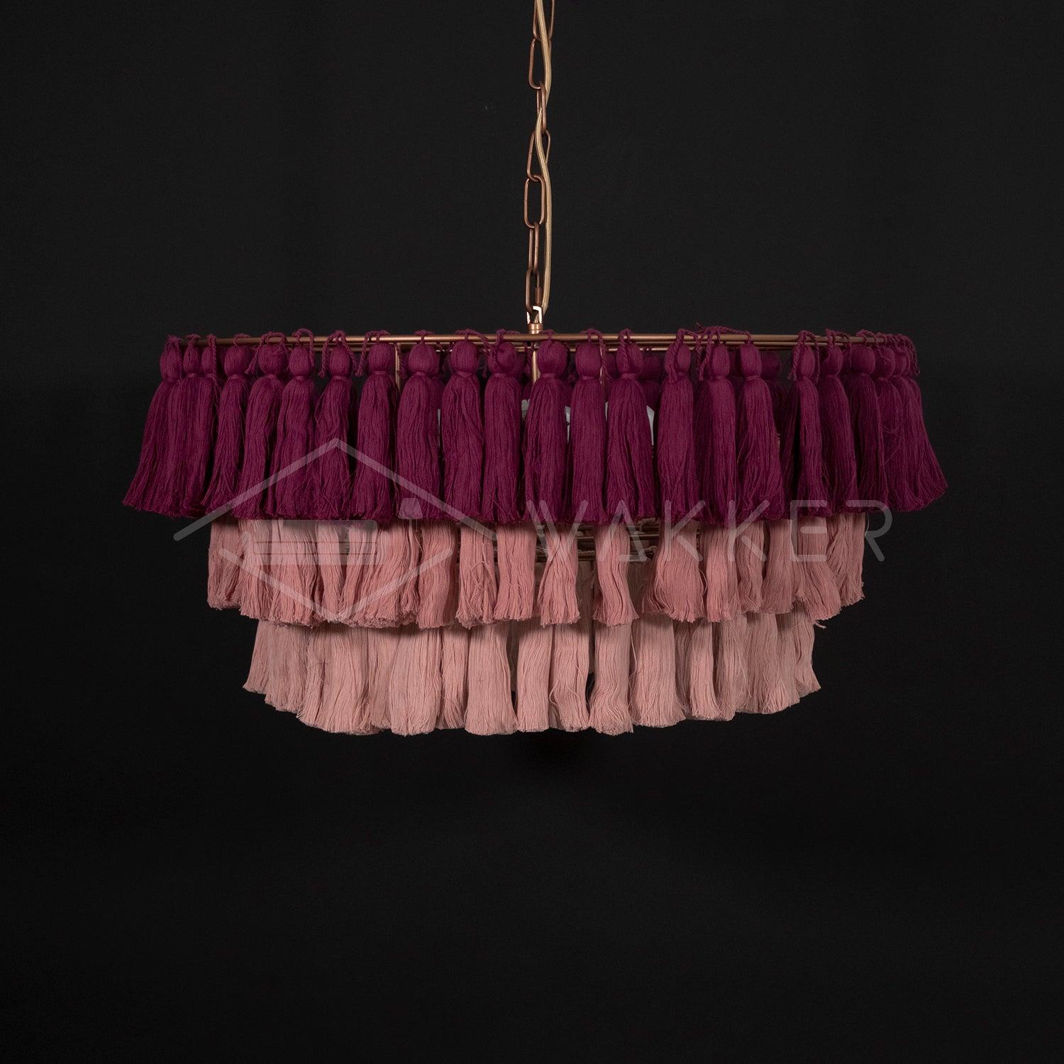 Bohemian Tassel Fringe Chandelier Fabric Pendant Light for Elegant Living Room and Bedroom Lighting