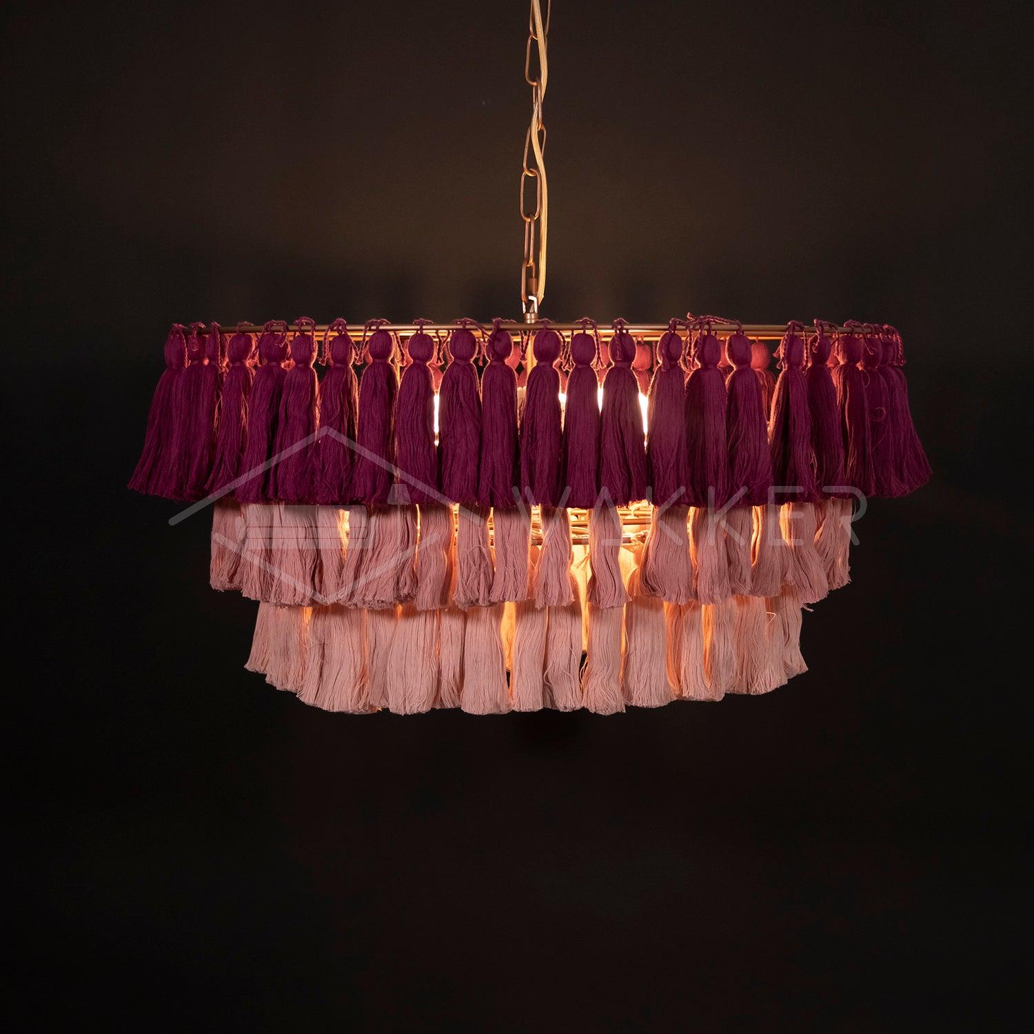 Bohemian Tassel Fringe Chandelier Fabric Pendant Light for Elegant Living Room and Bedroom Lighting