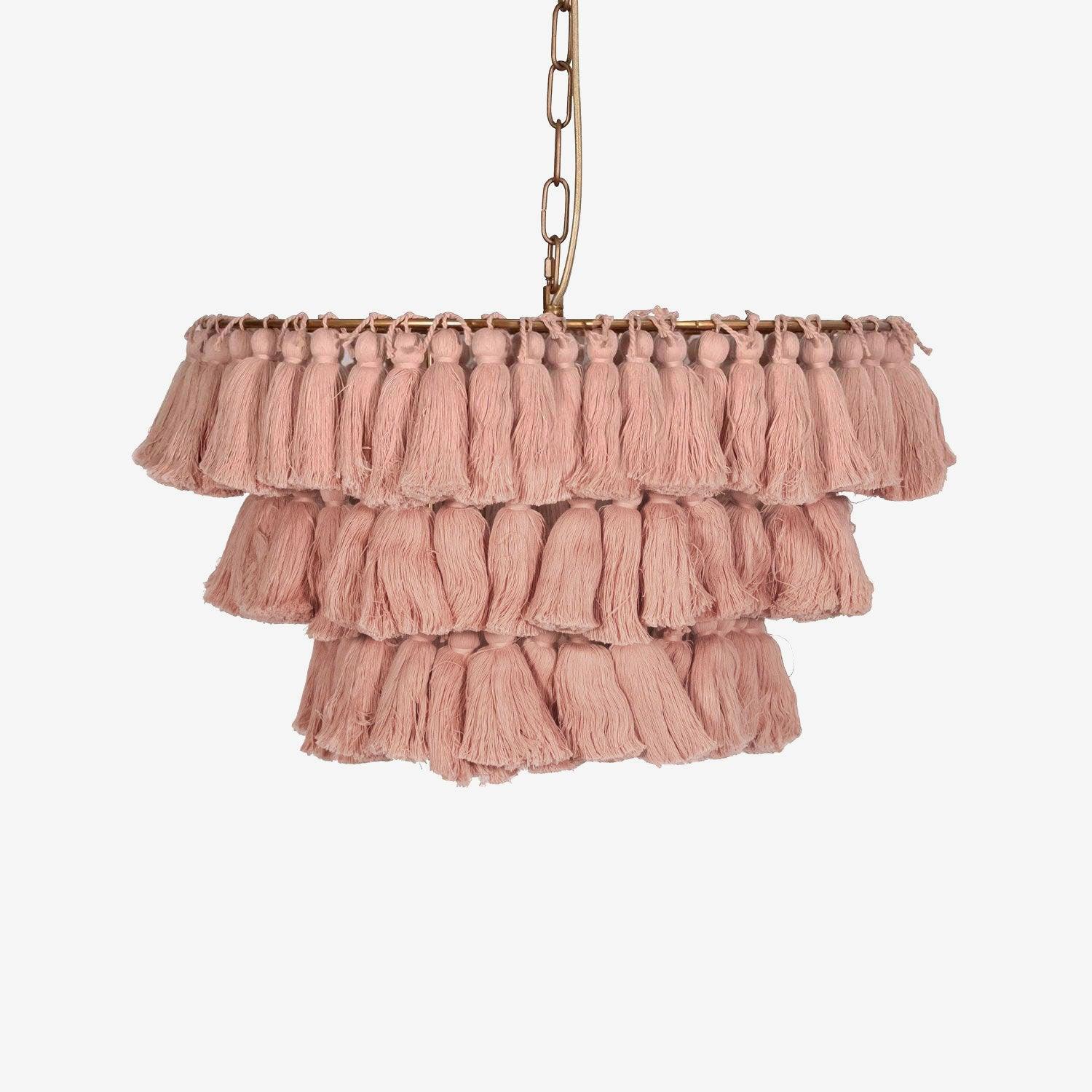 Bohemian Tassel Fringe Chandelier Fabric Pendant Light for Elegant Living Room and Bedroom Lighting