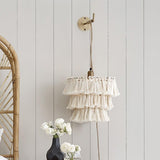 Bohemian Tassel Wall Sconce Layered Fabric Fringe Wall Lamp Decorative Indoor Light