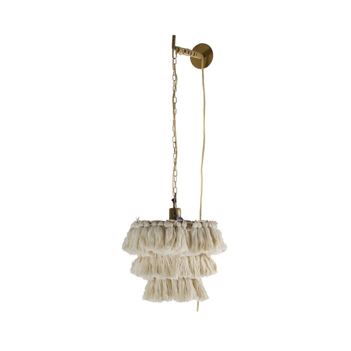 Bohemian Tassel Wall Sconce Layered Fabric Fringe Wall Lamp Decorative Indoor Light