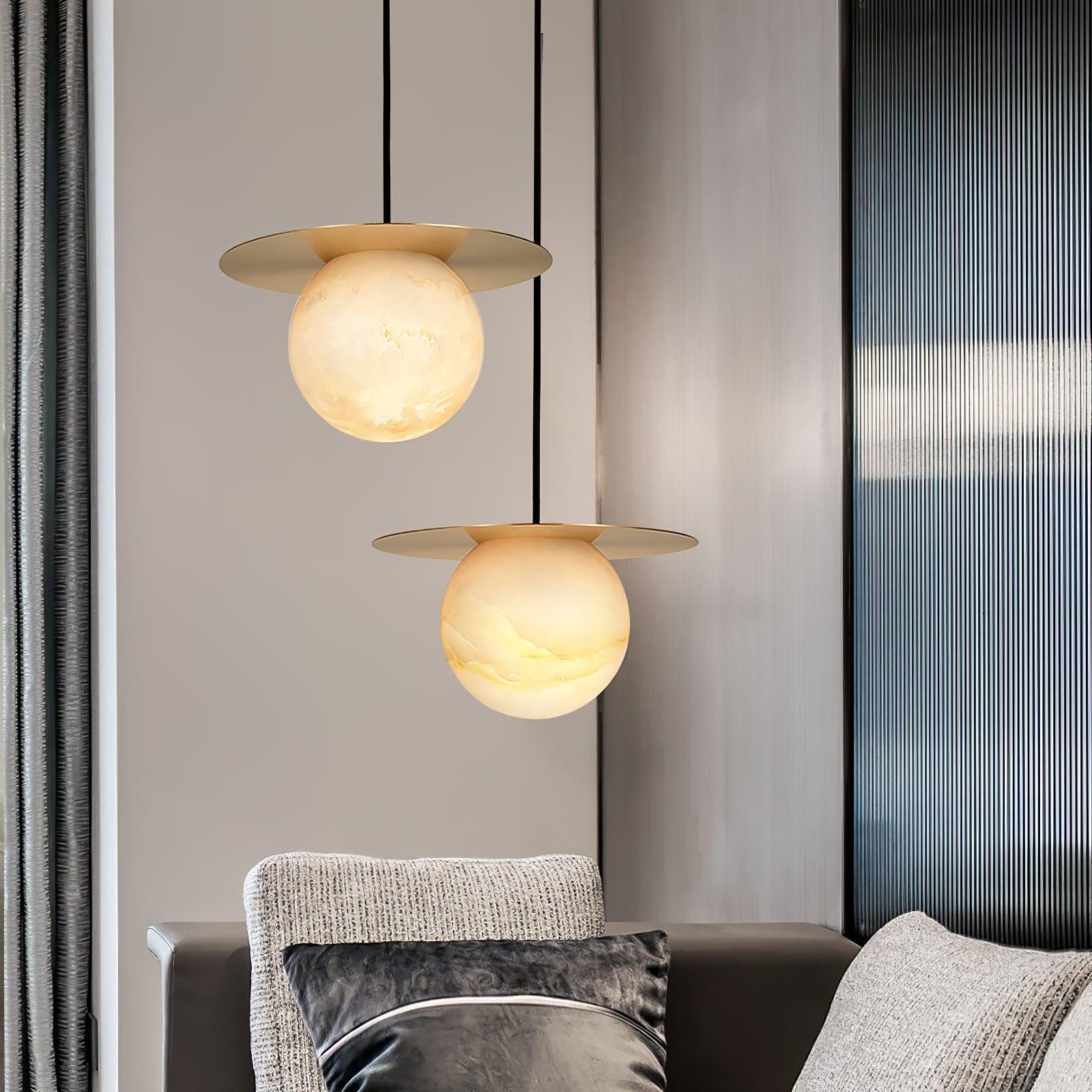Borra Alabaster and Brass Pendant Light Luxury Modern LED Hanging Lamp