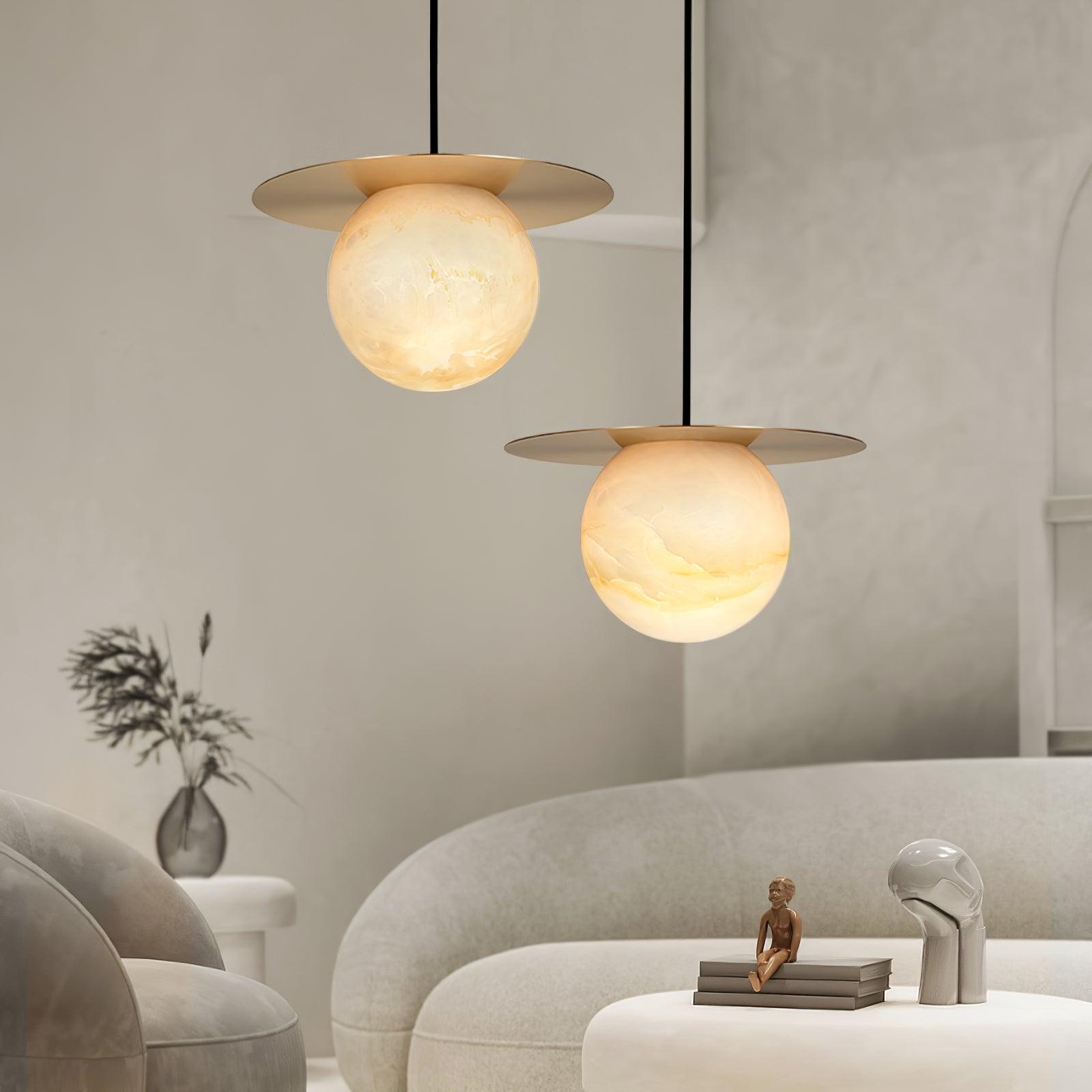 Borra Alabaster and Brass Pendant Light Luxury Modern LED Hanging Lamp