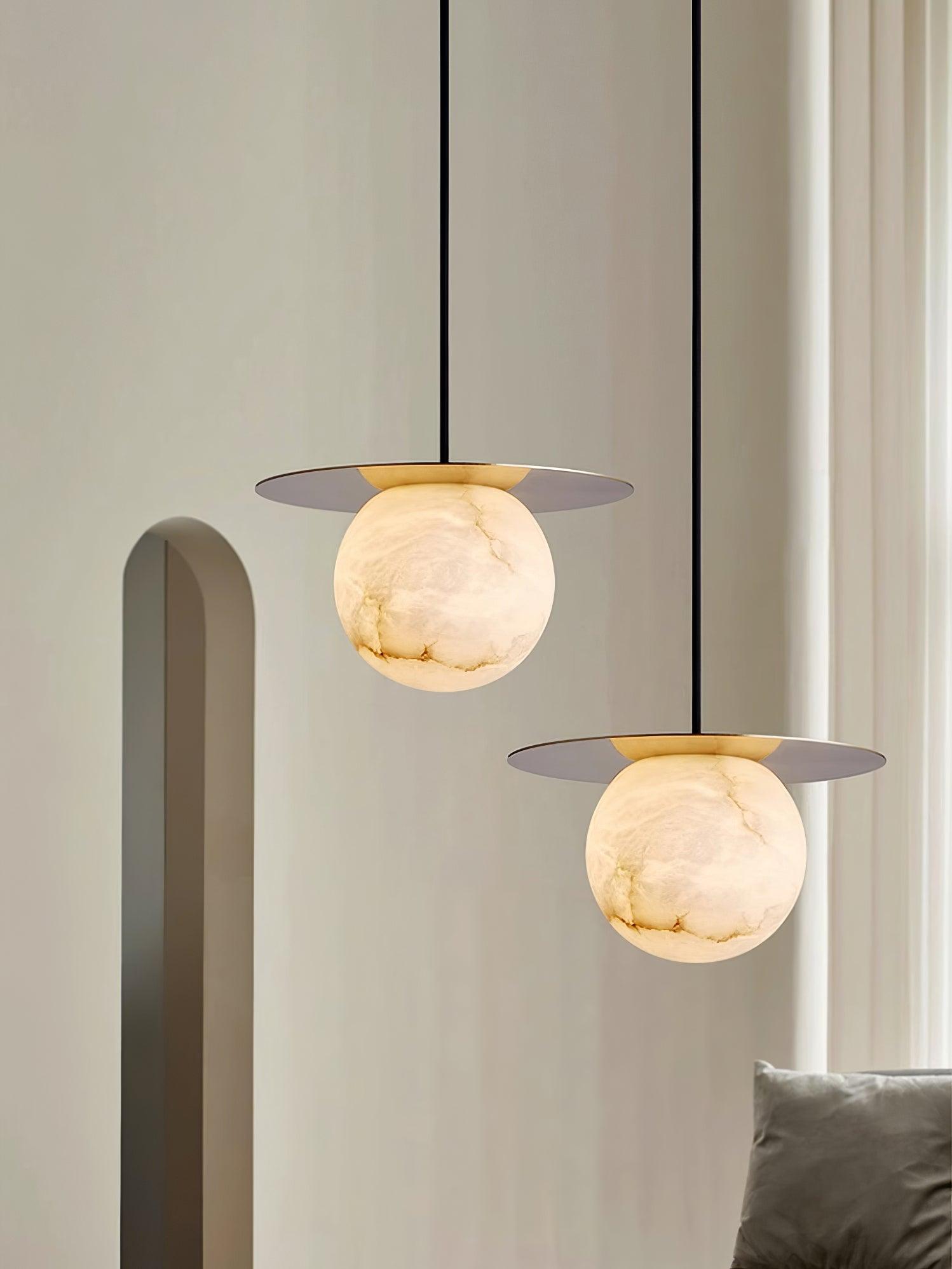 Borra Alabaster and Brass Pendant Light Luxury Modern LED Hanging Lamp