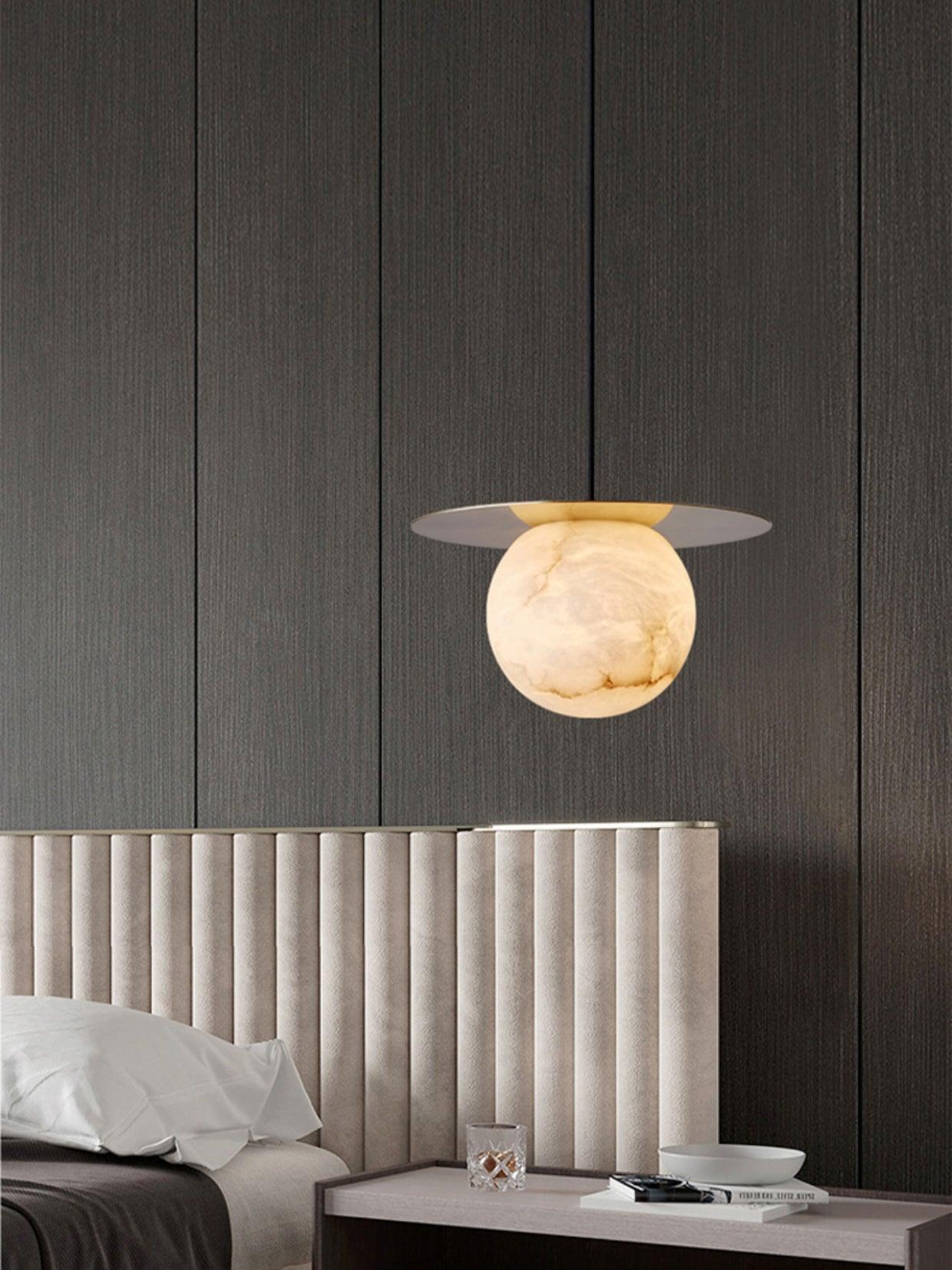 Borra Alabaster and Brass Pendant Light Luxury Modern LED Hanging Lamp
