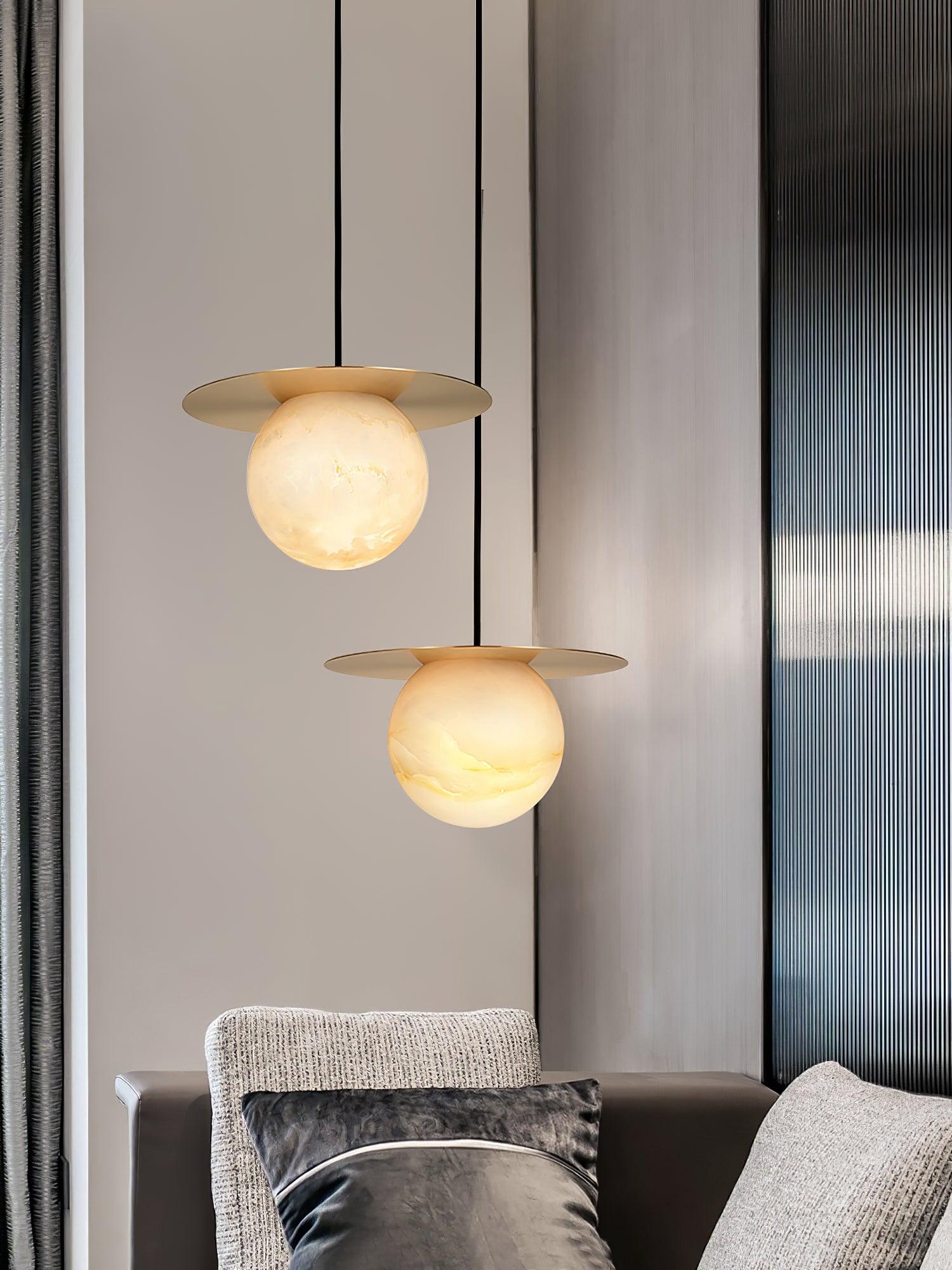 Borra Alabaster and Brass Pendant Light Luxury Modern LED Hanging Lamp
