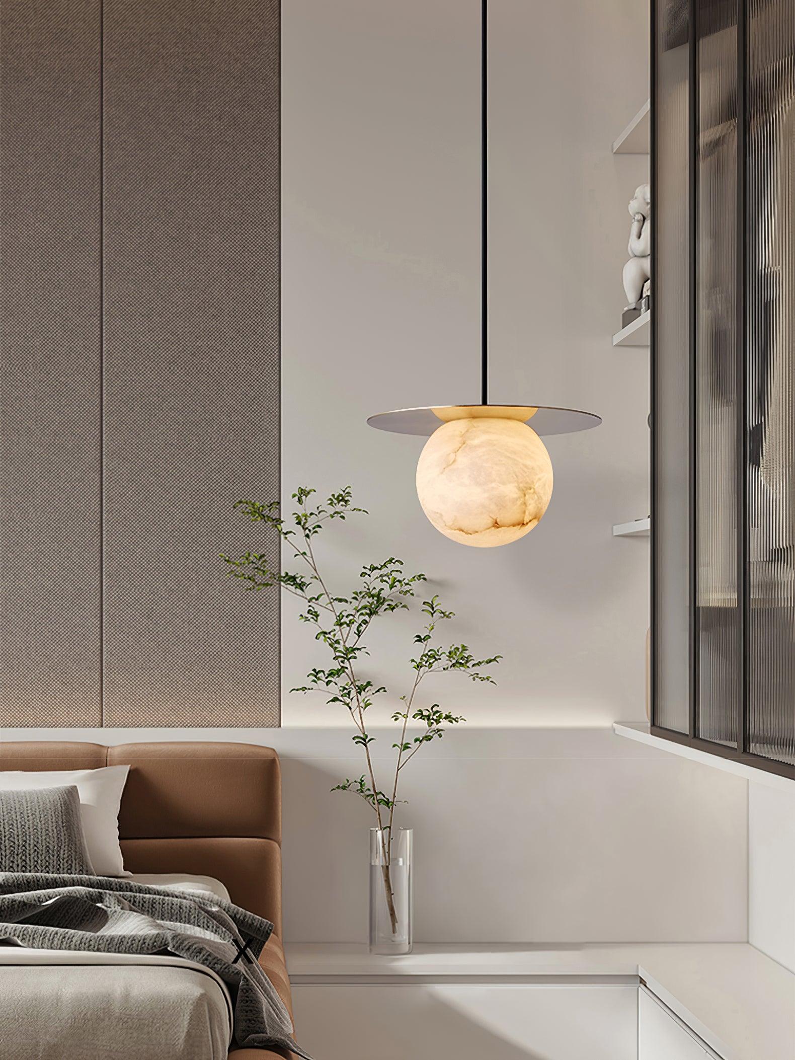 Borra Alabaster and Brass Pendant Light Luxury Modern LED Hanging Lamp