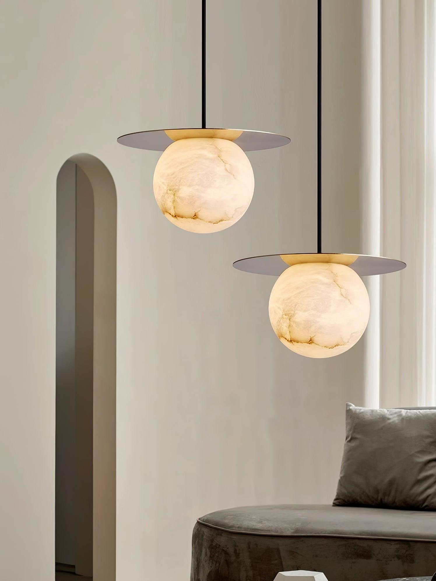 Borra Alabaster and Brass Pendant Light Luxury Modern LED Hanging Lamp