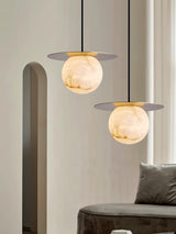 Borra Alabaster and Brass Pendant Light Luxury Modern LED Hanging Lamp
