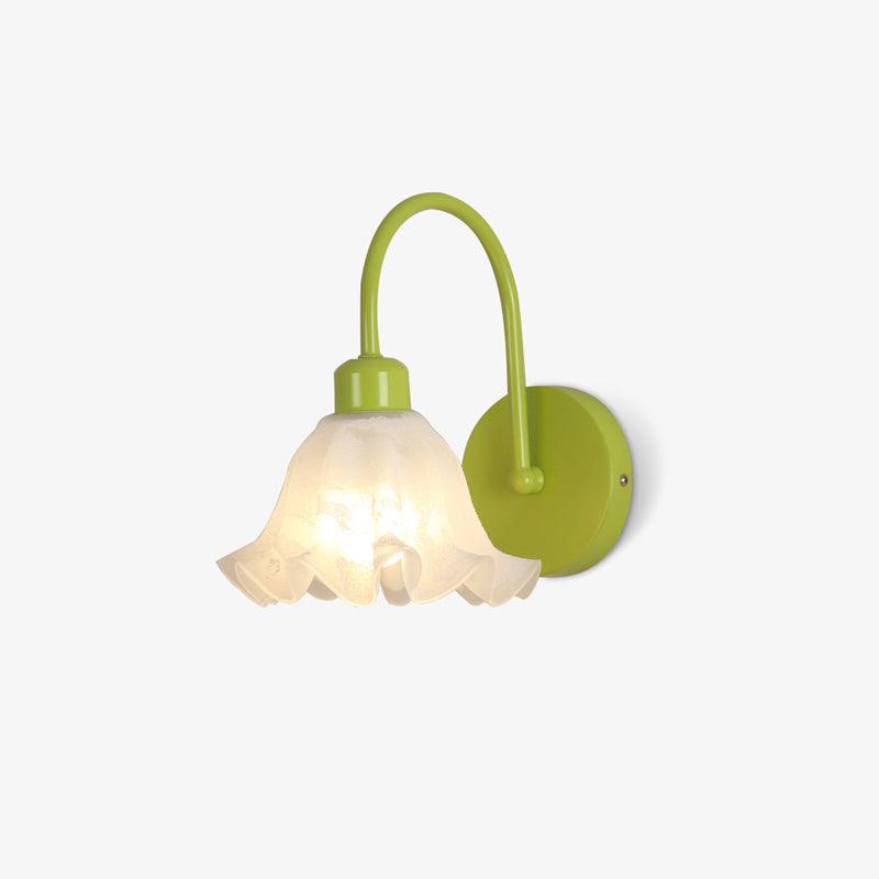 Botanical Blossom Floral Wall Sconce Green and Beige Vintage Indoor Wall Light