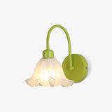 Botanical Blossom Floral Wall Sconce Green and Beige Vintage Indoor Wall Light