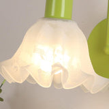 Botanical Blossom Floral Wall Sconce Green and Beige Vintage Indoor Wall Light