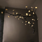 Botanical Ceramic Flower Branch Chandelier Elegant Brass Black Finish Large Pendant Light