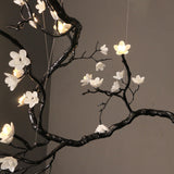 Botanical Ceramic Flower Branch Chandelier Elegant Brass Black Finish Large Pendant Light