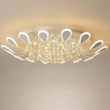Modern Flower Crystal LED Flush Mount Ceiling Light Dimmable Chandelier for Living Room