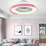 Modern 20 Inch Low Profile Bladeless Ceiling Fan with Dimmable LED Light and Remote Control