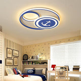 Modern Blue Circular LED Flush Mount Ceiling Light Dimmable Acrylic Fixture for Kids Bedroom