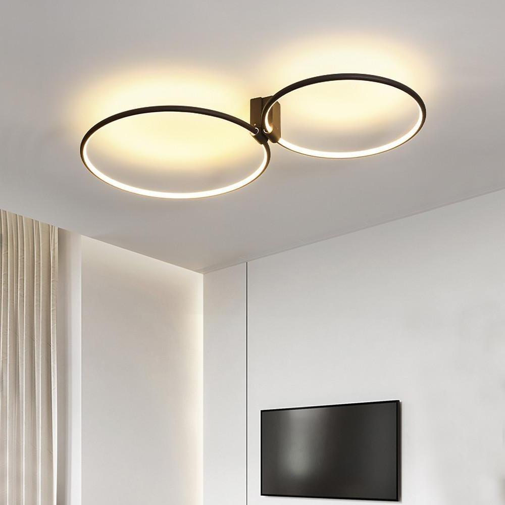Abstract Double Circle LED Flush Mount Ceiling Light Modern Metal Bedroom Lighting Fixture