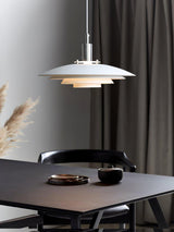 Bretagne Modern Architectural Multi Layered Metal Pendant Light Chrome and White Hanging Ceiling Lamp