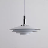 Bretagne Modern Architectural Multi Layered Metal Pendant Light Chrome and White Hanging Ceiling Lamp