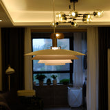 Bretagne Modern Architectural Multi Layered Metal Pendant Light Chrome and White Hanging Ceiling Lamp